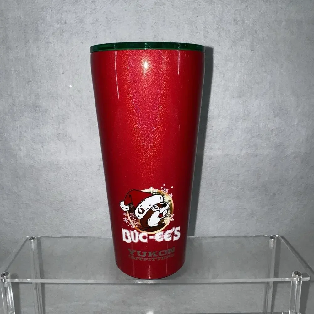 EUC Buc-ee's 2023 32oz Holiday Tumbler Christmas Yukon Outfitters Red Glitter